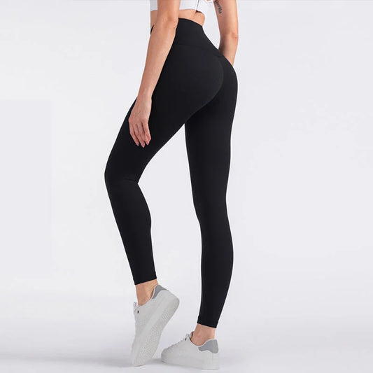 Size M Black High-Waisted Seamless Yoga Pants for Women