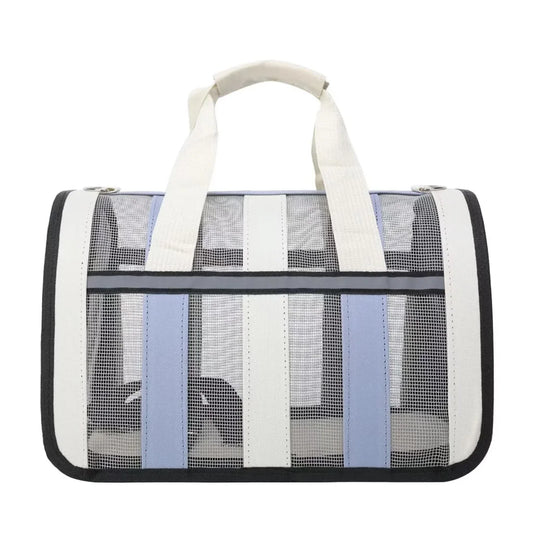 Size M Blue And White Foldable Pet Carrier Bag