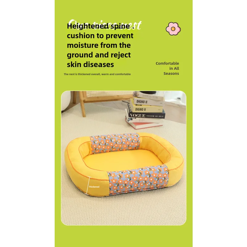 Size M Blue Cozy Pet Bed for Small Dogs and Cats - Durable