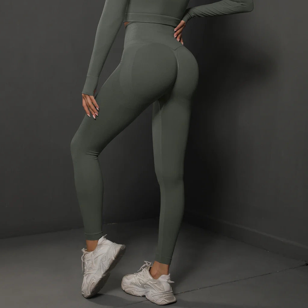 Size M Dark Grey Seamless High-Waisted Yoga Pants for Women