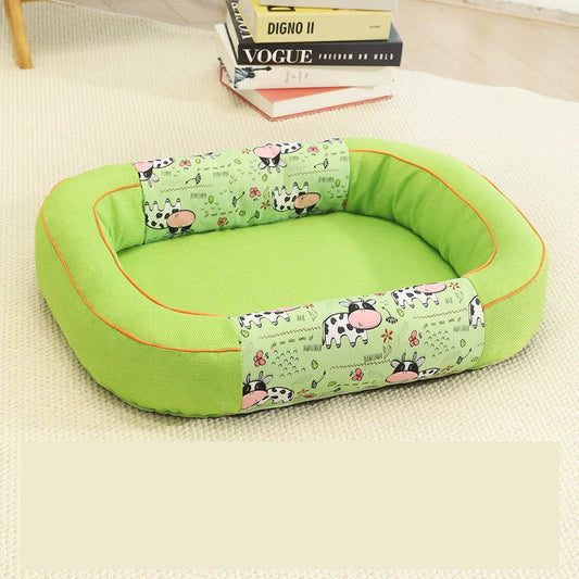 Size M Green Cozy Pet Bed for Small Dogs and Cats - Durable