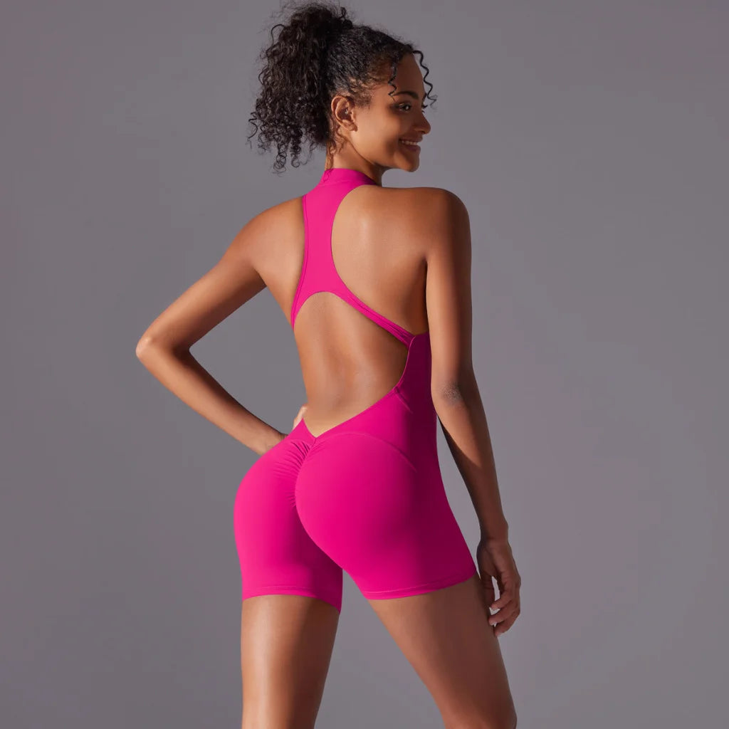 Size M Rose Red High-Impact Seamless Bodysuit - Nude Feel