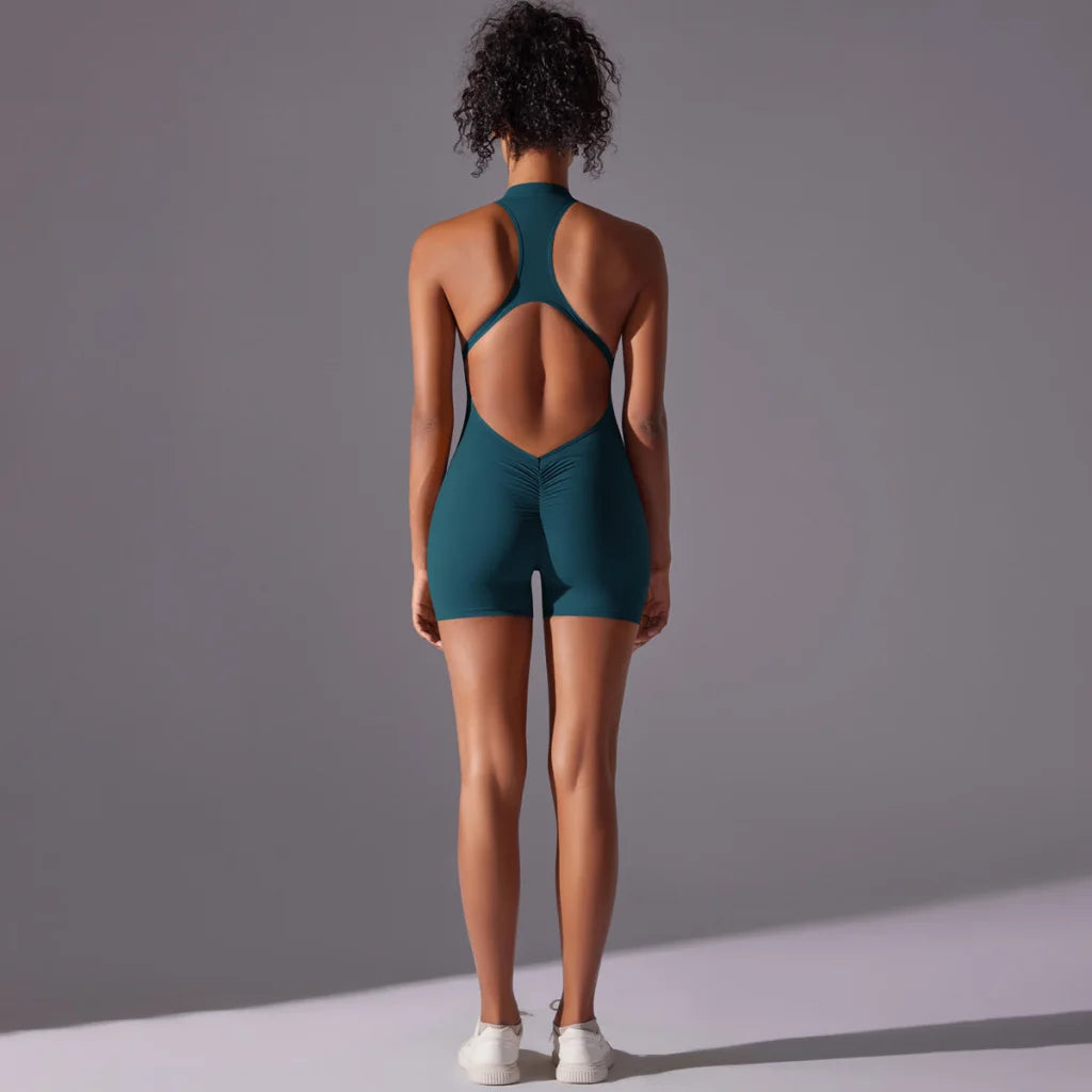 Size S Dark Green High-Impact Seamless Bodysuit - Nude Feel