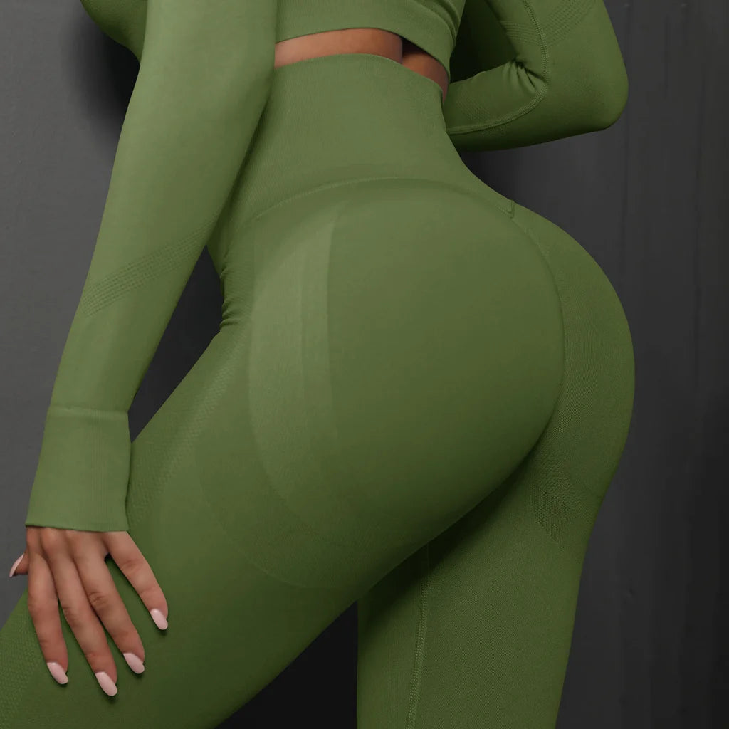 Size S Emerald Green Seamless High-Waisted Yoga Pants