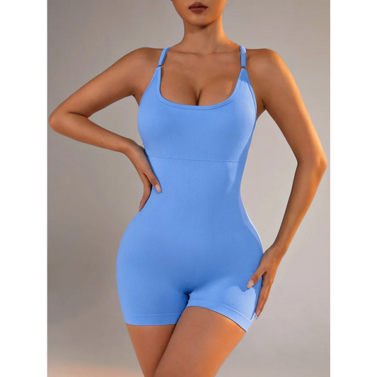 Size S Light Blue Nylon Seamless Yoga Bodysuit - Women’s