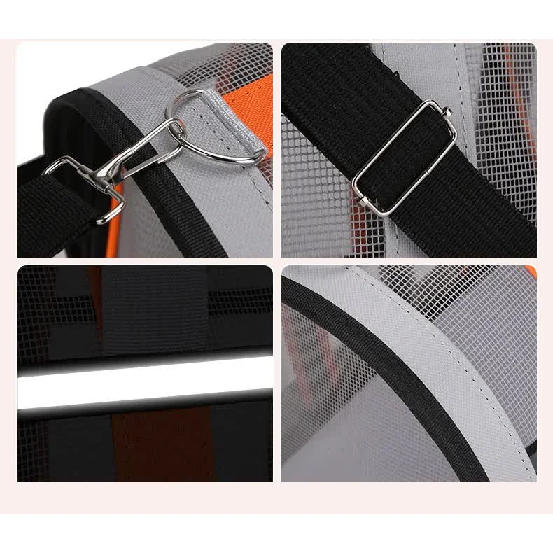 Size S Orange And Grey Foldable Pet Carrier Bag