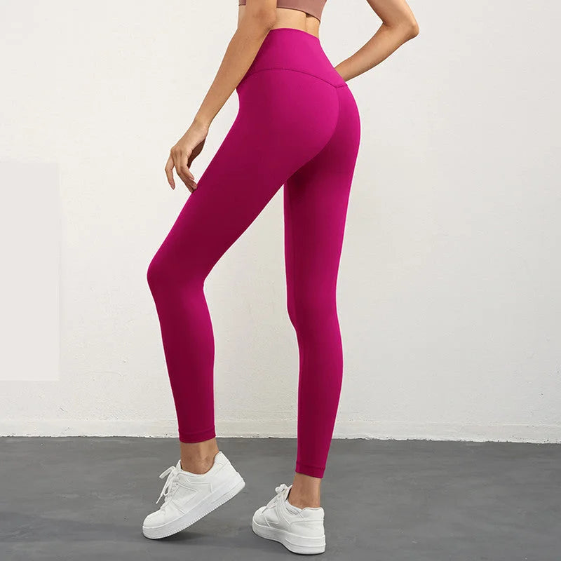 Size S Rose Pink High-Waisted Seamless Yoga Pants for Women