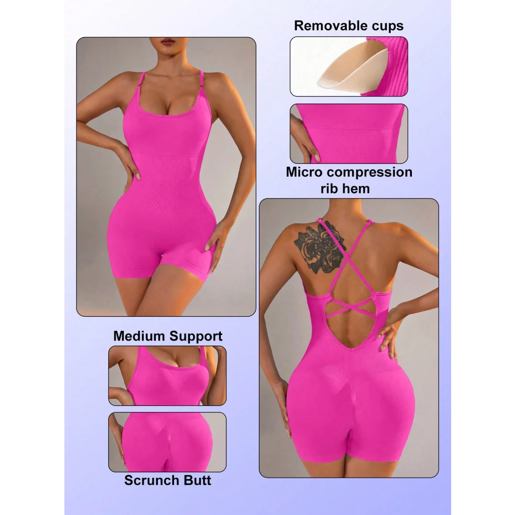Size S Rose Red Grey Nylon Seamless Yoga Bodysuit - Women’s