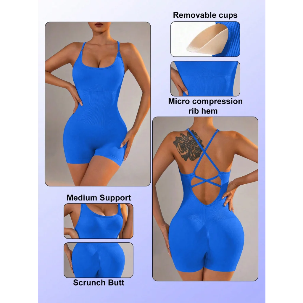 Size S Royal Blue Nylon Seamless Yoga Bodysuit - Women’s