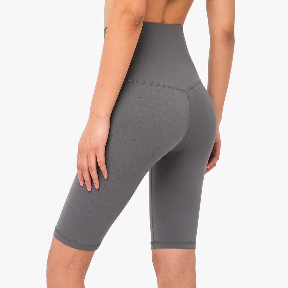 Size S Titanium Grey Seamless High-Waisted Yoga Shorts