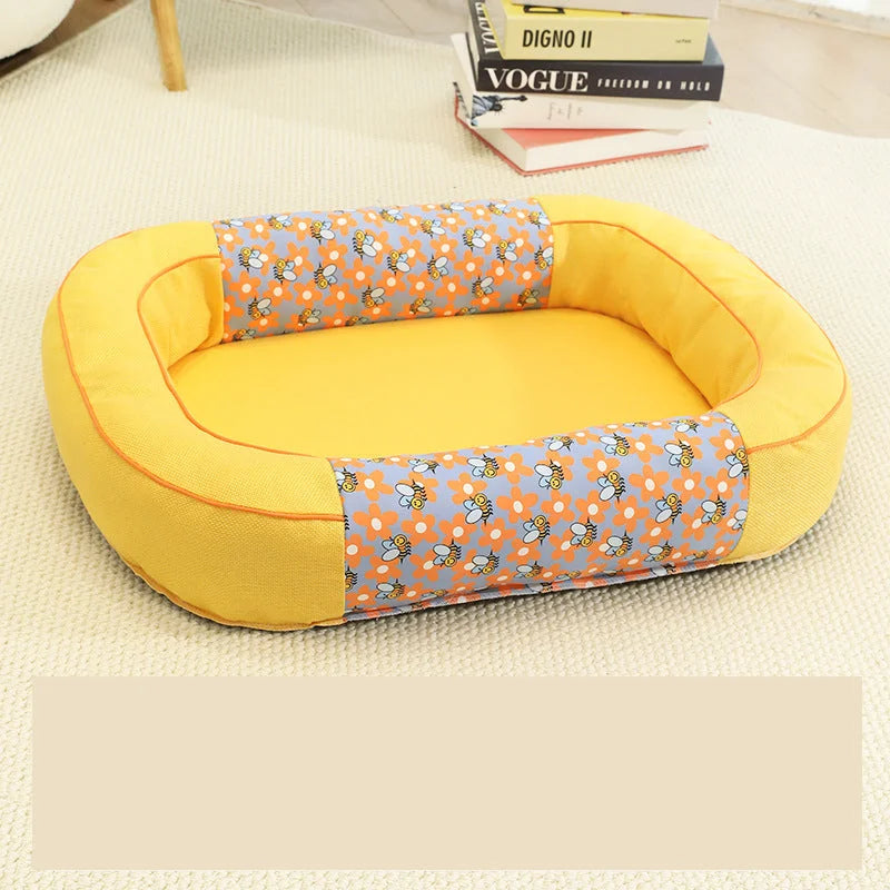 Size S Yellow Cozy Pet Bed for Small Dogs and Cats