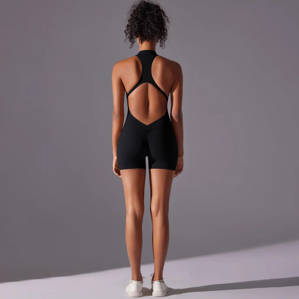 Size XL Black High-Impact Seamless Bodysuit - Nude Feel