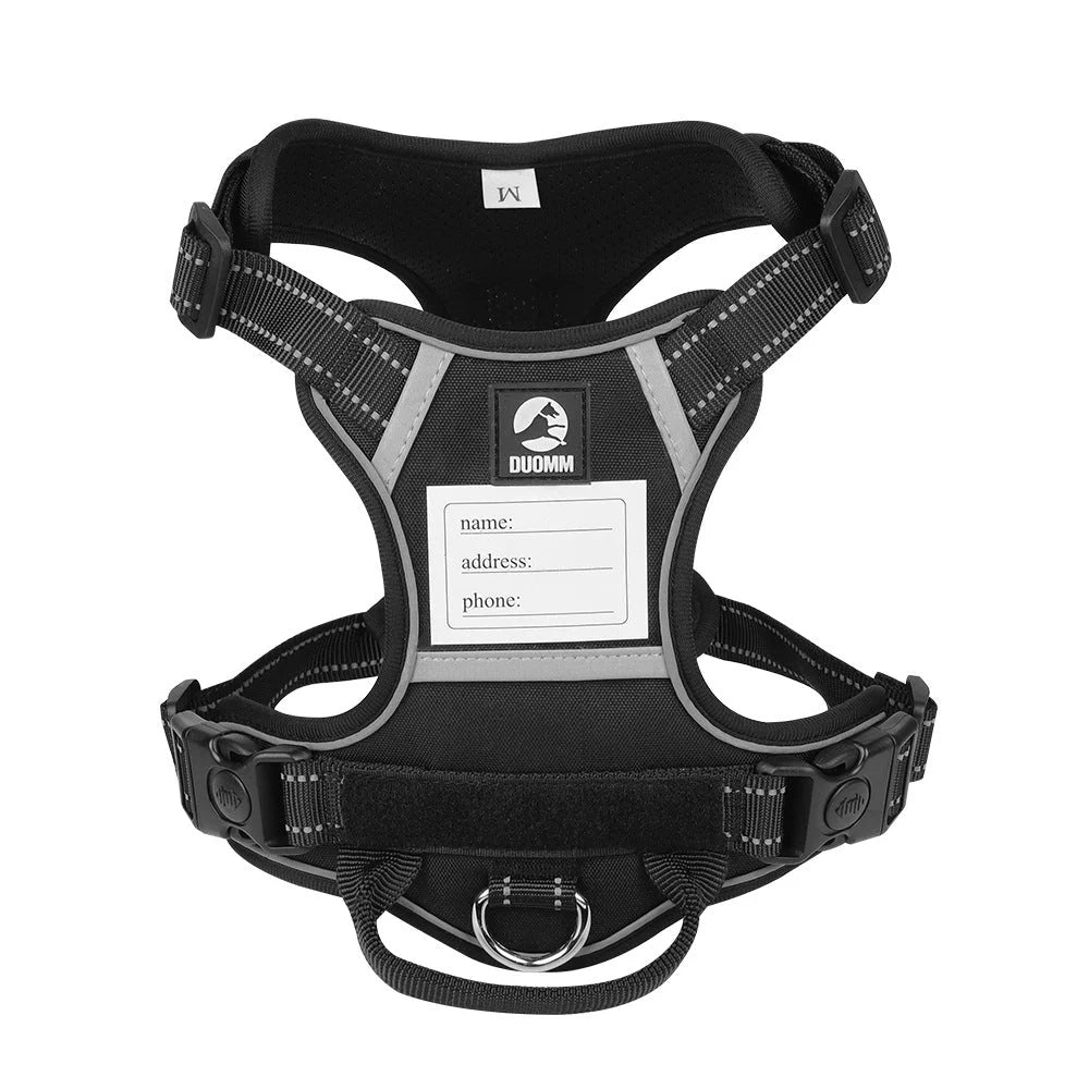 Size XL Black Reflective No-Pull Dog Harness - Adjustable &