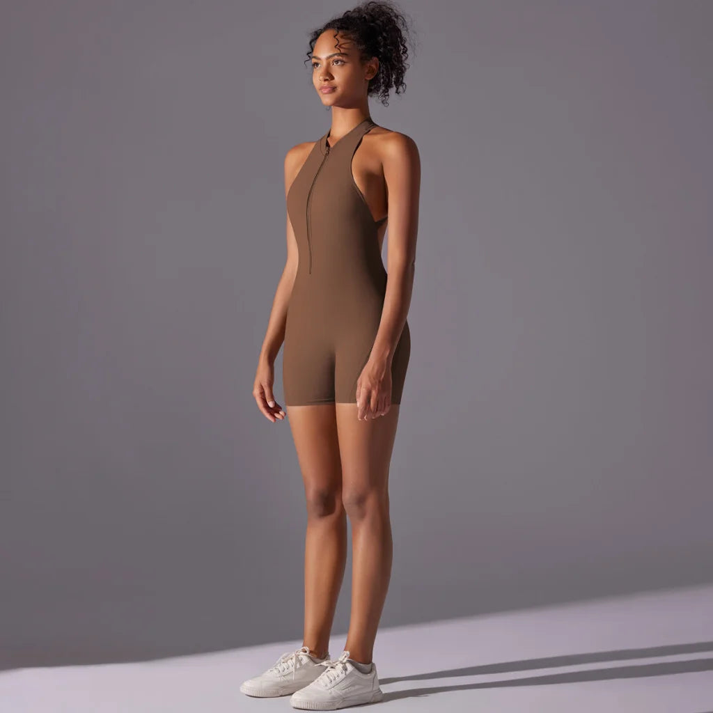 Size XL Brown High-Impact Seamless Bodysuit - Nude Feel