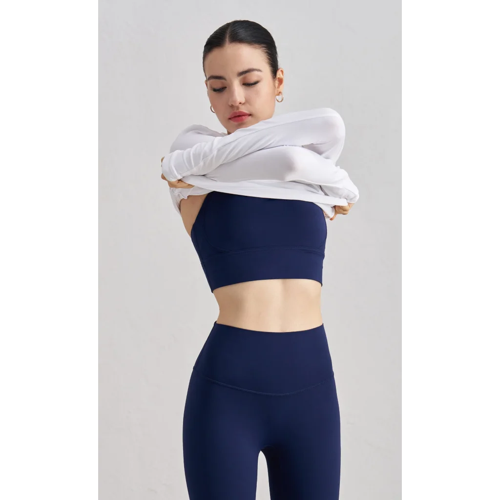 Size XL Deep Sea Blue Cross-Back Yoga Sports Bra for Women