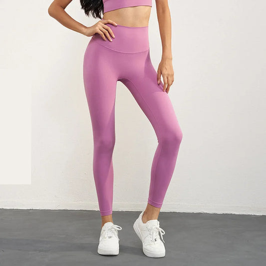 Size XL Pink High-Waisted Seamless Yoga Pants for Women