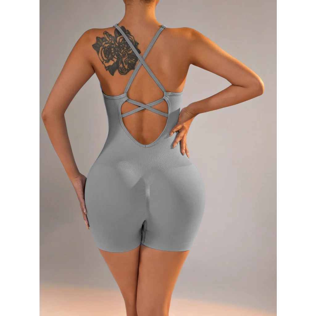 Size XS Light Grey Nylon Seamless Yoga Bodysuit - Women’s