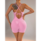 Size XS Light Pink Grey Nylon Seamless Yoga Bodysuit