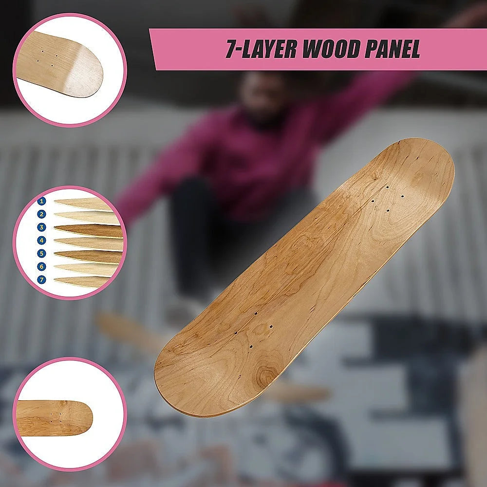 Skateboard Deck 7-Layer Natural Wood Maple Double Concave