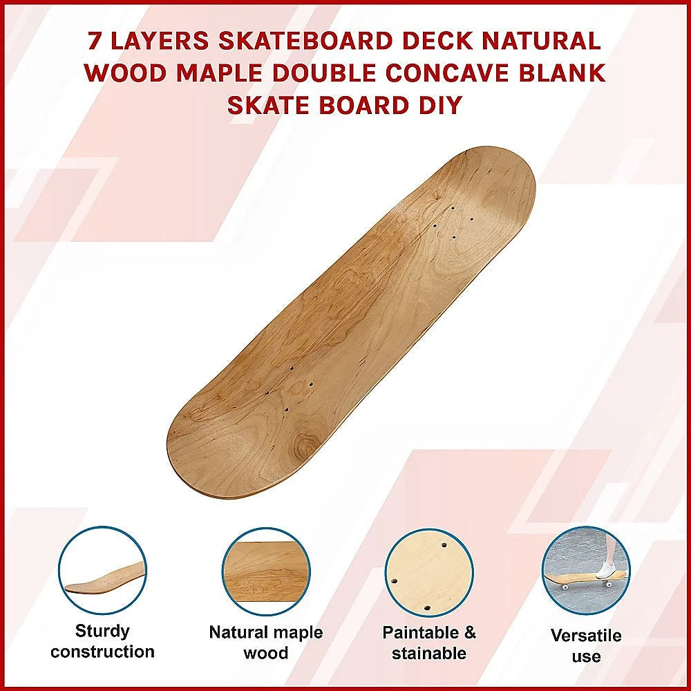 Skateboard Deck 7-Layer Natural Wood Maple Double Concave