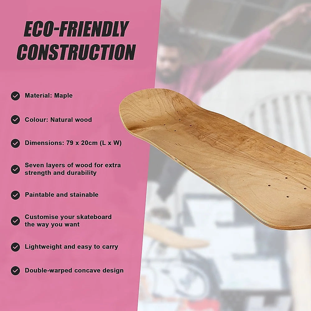 Skateboard Deck 7-Layer Natural Wood Maple Double Concave