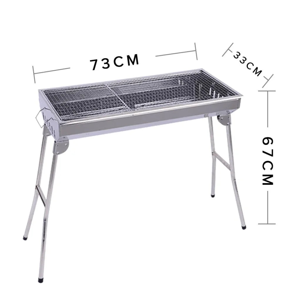 Skewers Grill Portable Stainless Steel Charcoal BBQ Outdoor 6-8 Persons - Premium