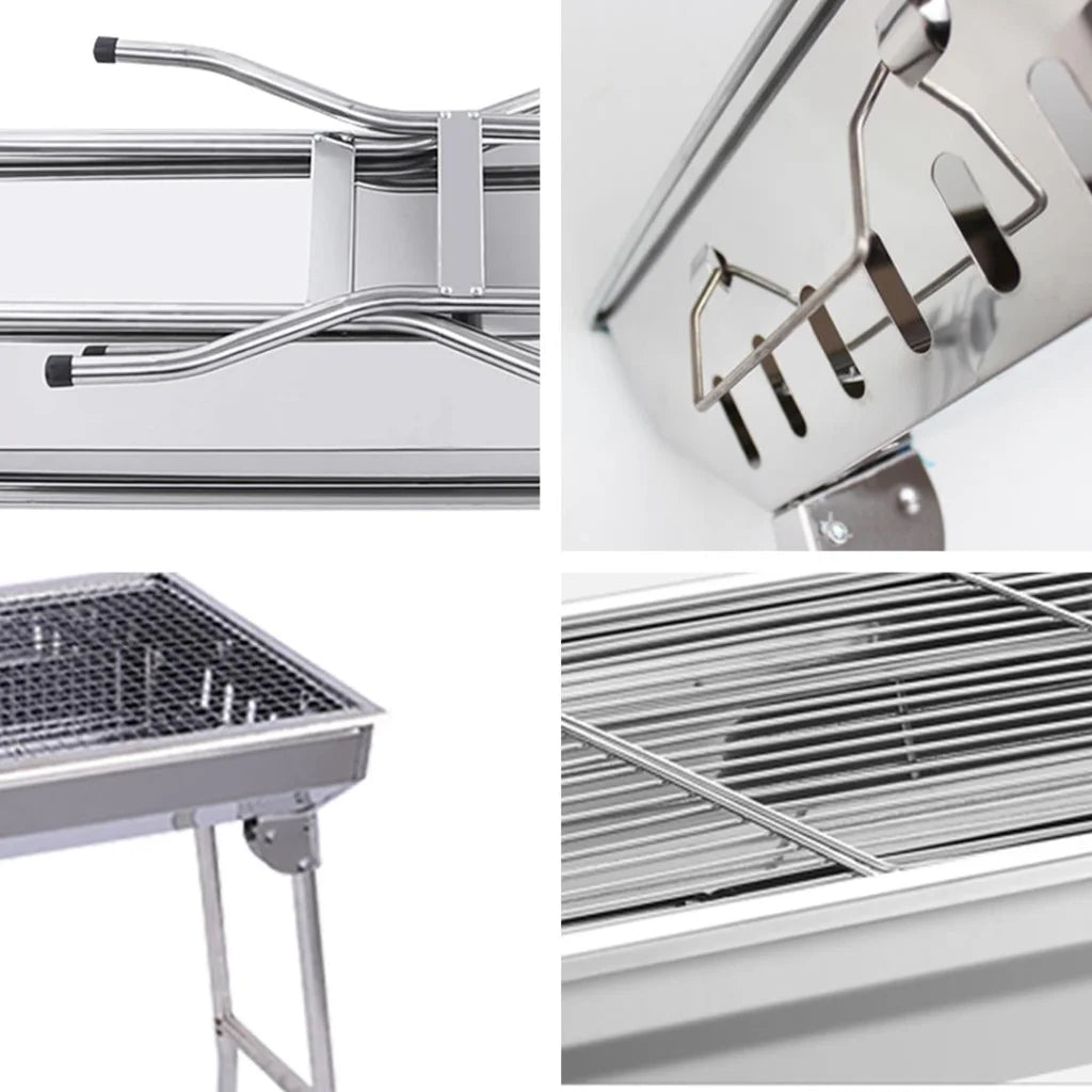 Skewers Grill Portable Stainless Steel Charcoal BBQ Outdoor 6-8 Persons - Premium