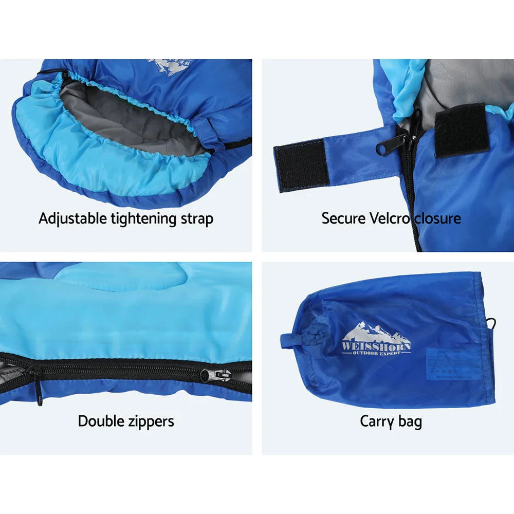 Sleeping Bag Kids Single 172CM Thermal Camping Hiking - Blue