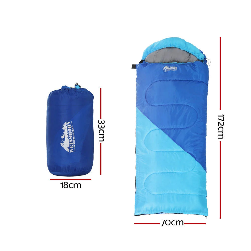 Sleeping Bag Kids Single 172CM Thermal Camping Hiking - Blue