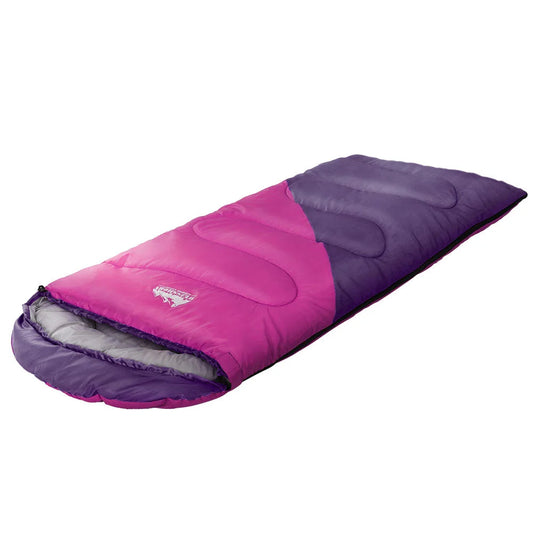 Sleeping Bag Kids Single 172CM Thermal Camping Hiking - Pink