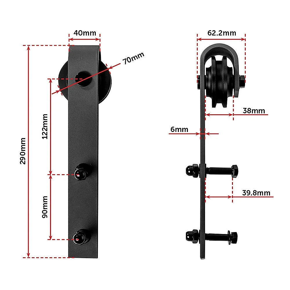 Sliding Barn Door Hardware 1.8m Heavy Duty Sturdy Kit