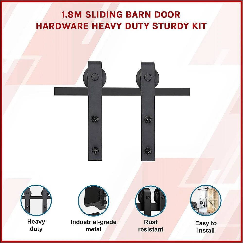 Sliding Barn Door Hardware 1.8m Heavy Duty Sturdy Kit