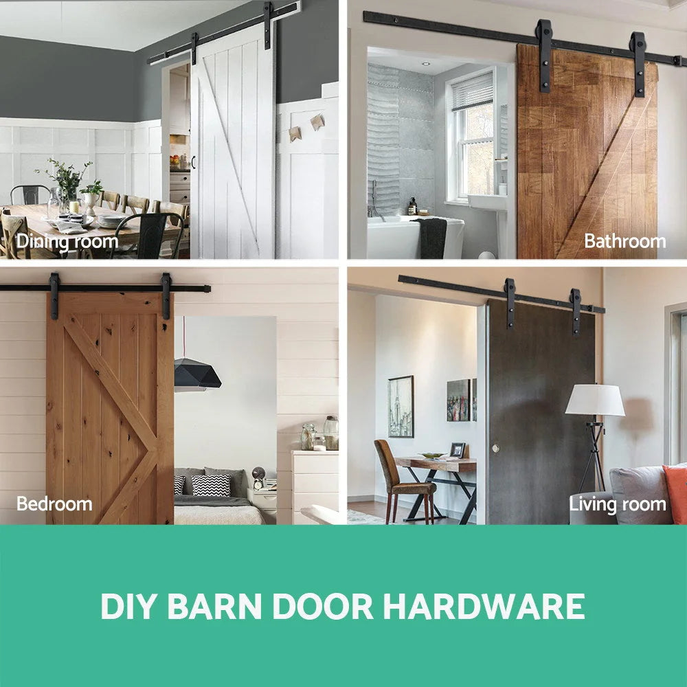 Sliding Barn Door Hardware 4m Black - DIY