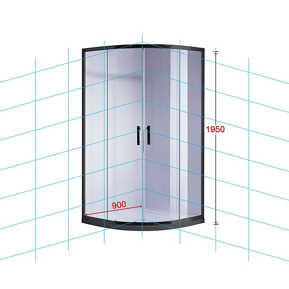 Sliding Curved Shower Screen 90 x 90cm Rounded 6mm