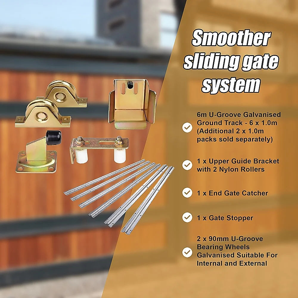Sliding Gate Hardware Accessories Kit - 6M Track Wheels