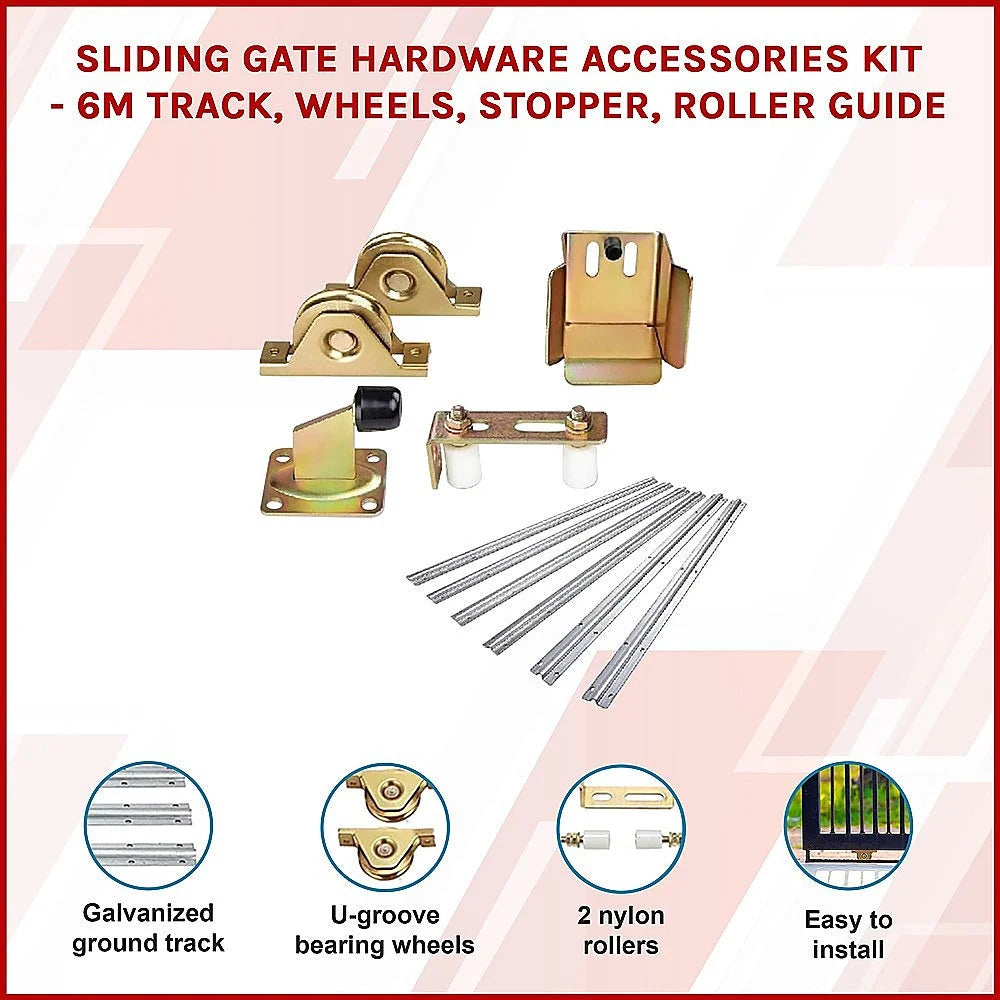 Sliding Gate Hardware Accessories Kit - 6M Track Wheels