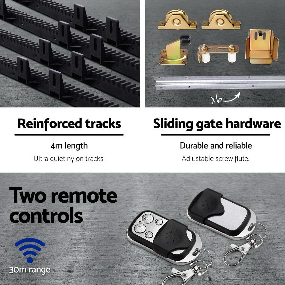Sliding Gate Opener 1200KG with Hardware Kit 4 m Rail