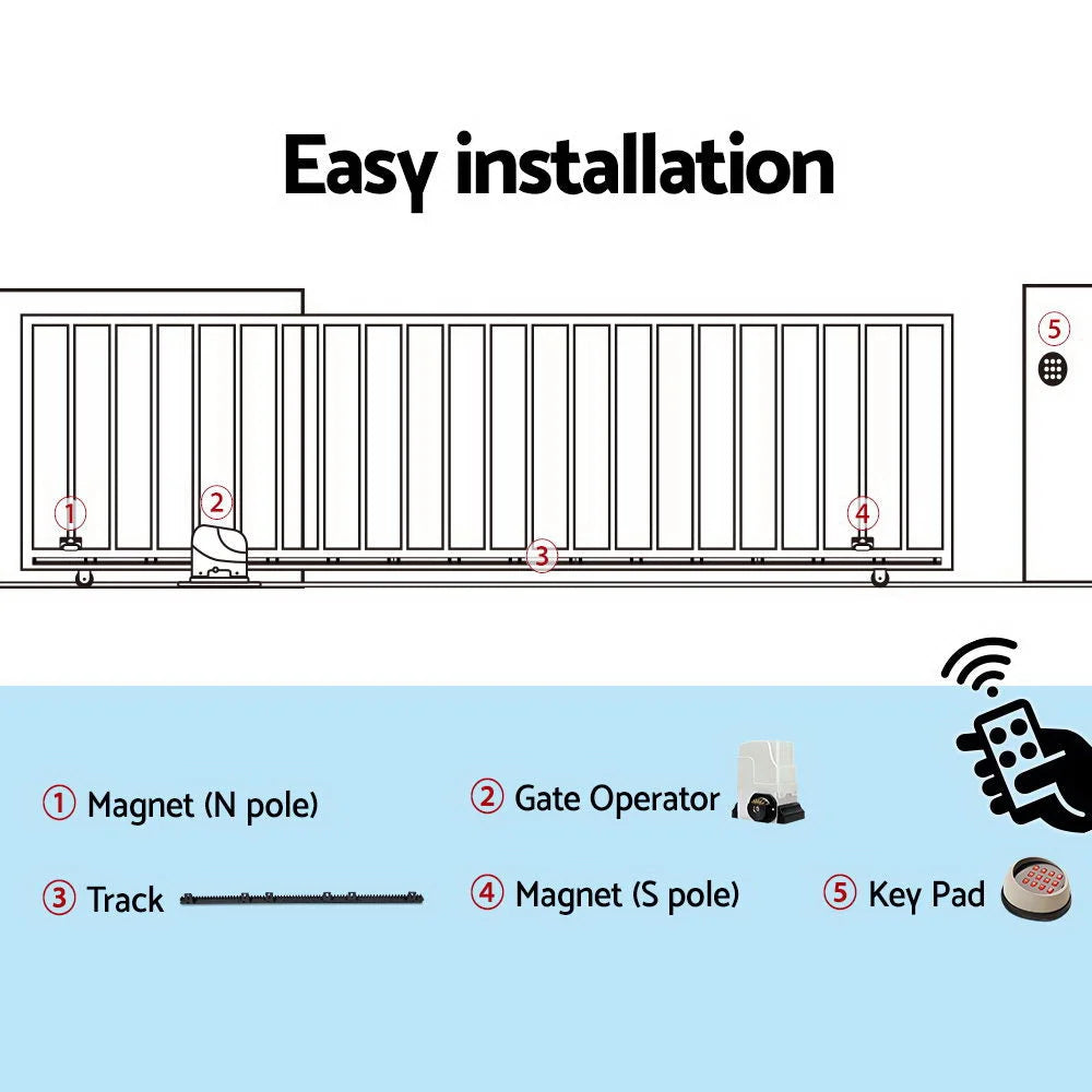Sliding Gate Opener 1800KG with Keypad Remote 4 m Rail