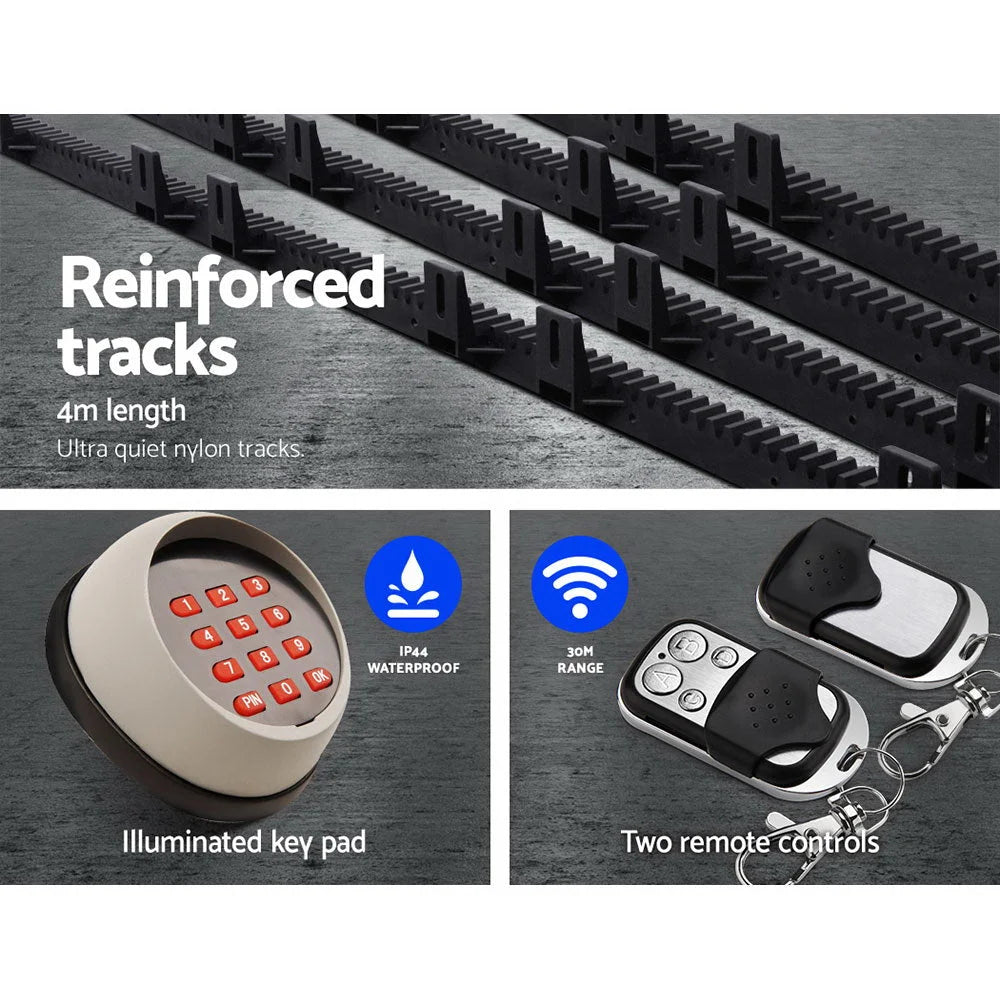 Sliding Gate Opener 1800KG with Keypad Remote 4 m Rail