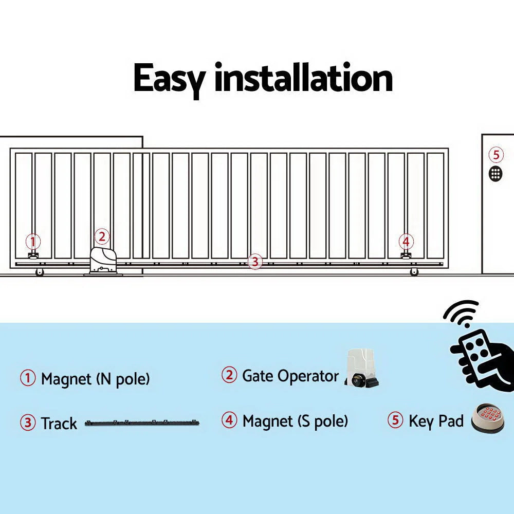 Sliding Gate Opener 1800KG with Keypad Remote 6 m Rail
