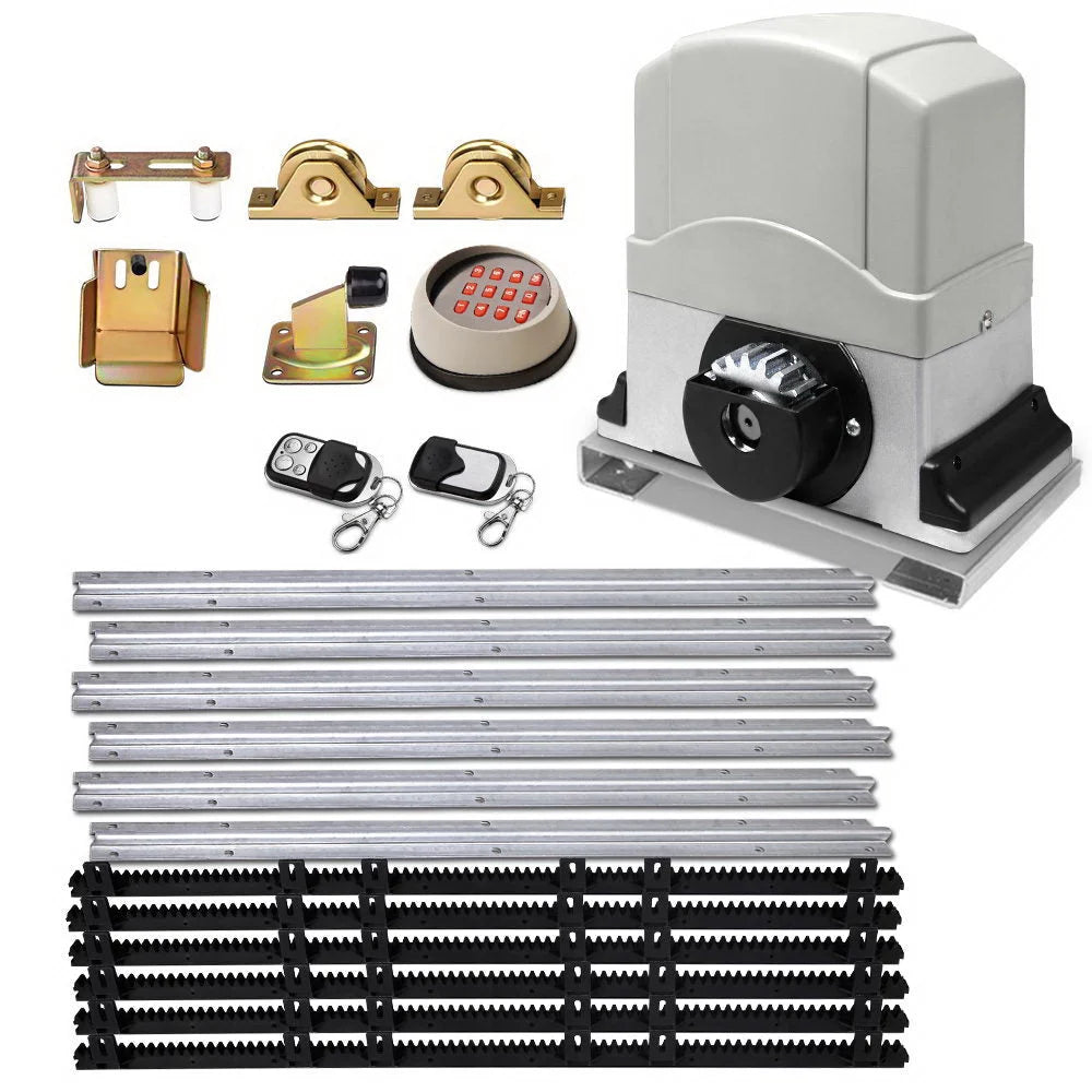 1200kg gate opener kit with motor unit, remote controls and rail hardware