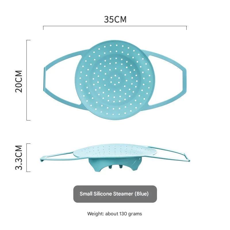 Small Blue Flexible Silicone Steamer Basket