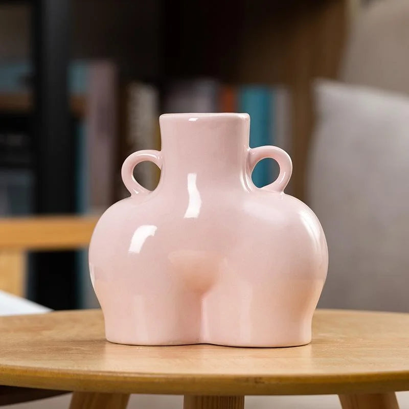 Small Bright Pink Ceramic Flower Vase for Home Decor - Home