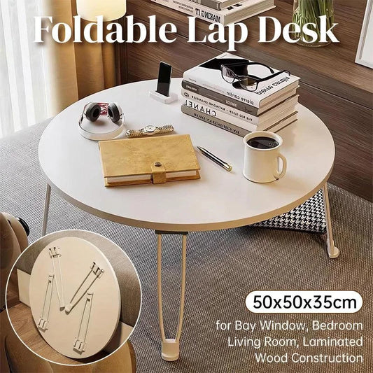 Small Foldable Computer Desk Portable Bed Table Round Home