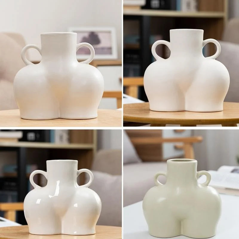 Small Matte White Ceramic Flower Vase for Home Decor - Home