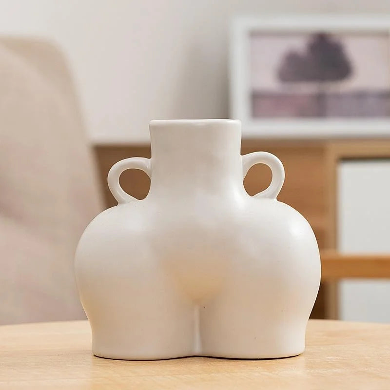 Small Matte White Ceramic Flower Vase for Home Decor - Home