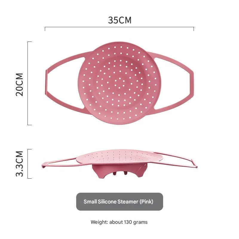 Small Pink Flexible Silicone Steamer Basket