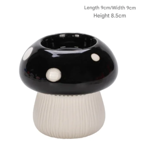 Small Size Black Whimsical Ceramic Mushroom Vase