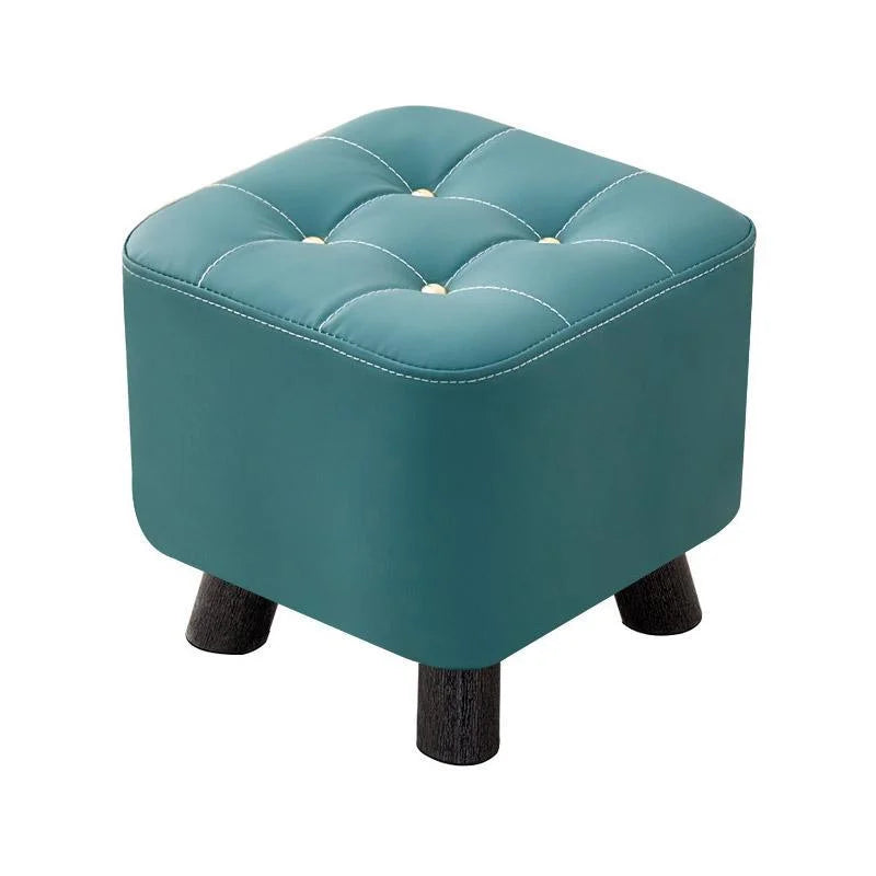Orange small stool sofa with caster wheels and side handle rail