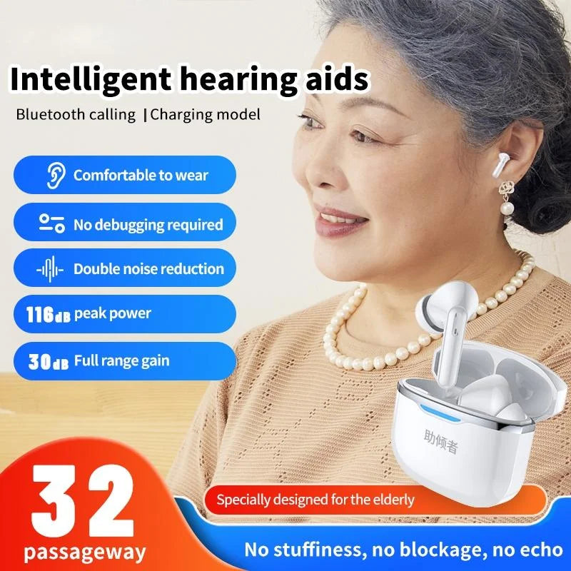 Smart Ai Bluetooth 5.3 In Ear Hearing Aid - White - Health